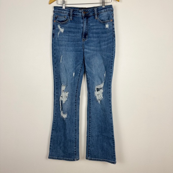 Judy‎ Blue Into The Unknown Women Jean Bootcut Distressed Denim Medium Wash 9/29 - Picture 2 of 14